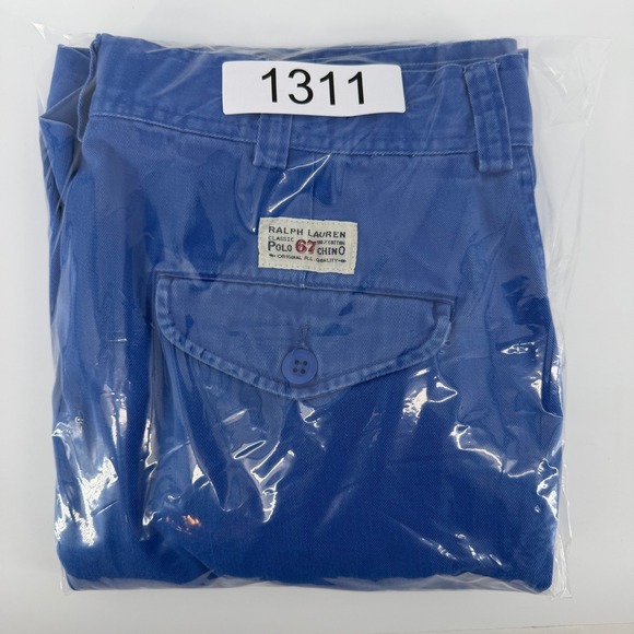 VTG 80s Polo Ralph Lauren Cargo Shorts Blue Cotton Chino Baggy Fit Mens Size 34 - Picture 10 of 10